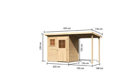 Gartenhaus Ems 2 Im Set Mit Anbaudach 1 90m Breit Farbe Naturbelassen