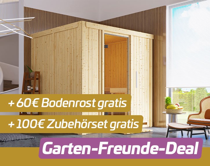 Garten-Freunde-Deal - Karibu Innensauna Auri 2 - 68mm Elementsauna - Ganzglastür klar