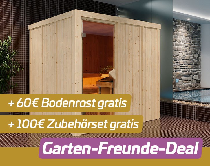 Garten-Freunde-Deal - Karibu Innensauna Auri 4 - 68mm Systemsauna - Ganzglastür bronziert