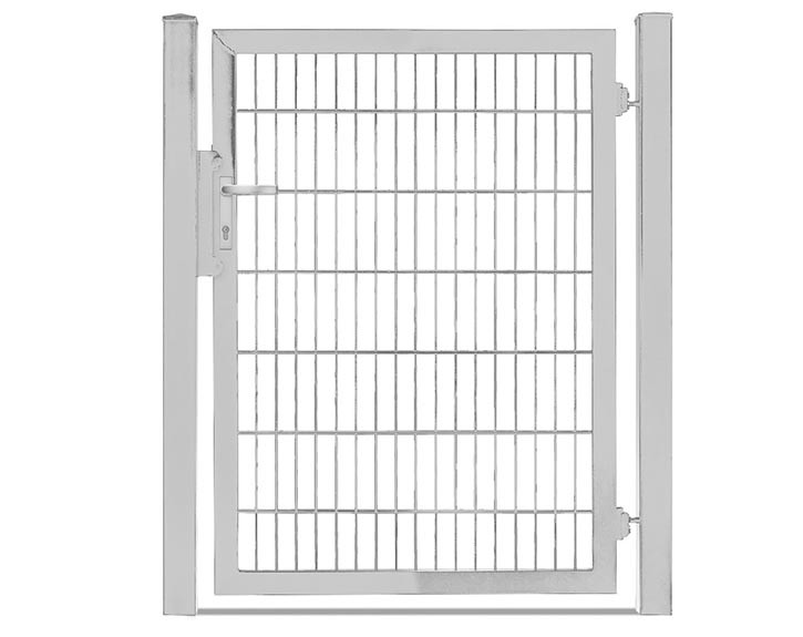 Deutsche Zauntechnik Doppelstabmattenzaun Einzeltor VARIO plus - Gartentor / Metallzaun - silber - 109 x 140 cm