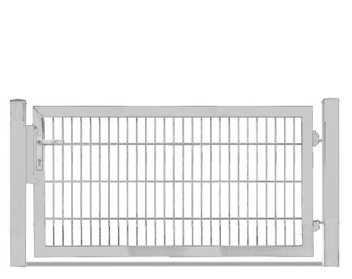 Deutsche Zauntechnik Doppelstabmattenzaun Einzeltor VARIO plus - Gartentor / Metallzaun - silber - 159 x 80 cm