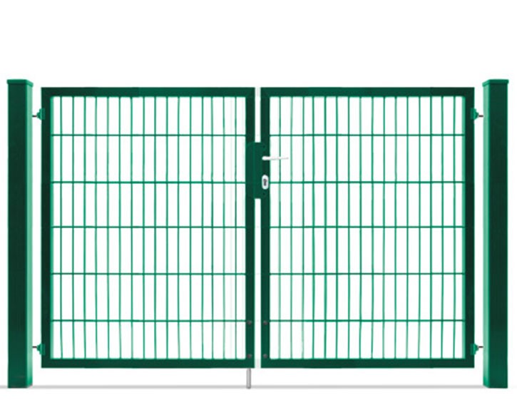 Deutsche Zauntechnik Doppelstabmattenzaun Doppeltor VARIO compact M/M - Gartentor / Metallzaun - moosgrün - 256 x 120 cm