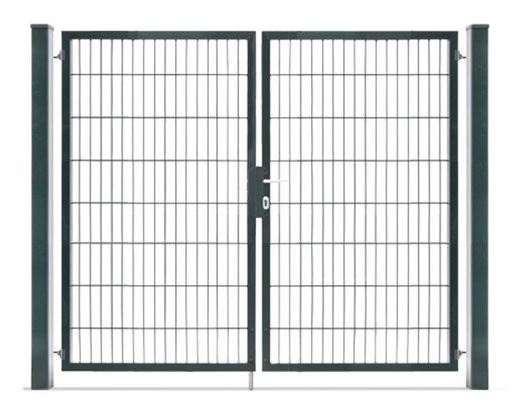 Deutsche Zauntechnik Doppelstabmattenzaun Doppeltor VARIO compact M/M - Gartentor / Metallzaun - anthrazit - 256 x 160 cm