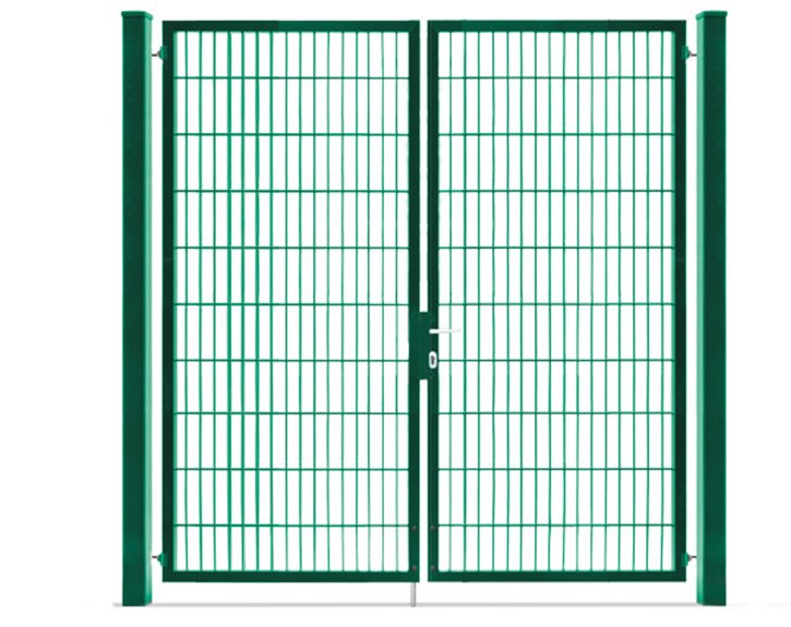 Deutsche Zauntechnik Doppelstabmattenzaun Doppeltor VARIO compact M/M - Gartentor / Metallzaun - moosgrün - 256 x 200 cm