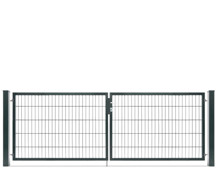 Deutsche Zauntechnik Doppelstabmattenzaun Doppeltor VARIO compact L/L - Gartentor / Metallzaun - anthrazit - 296 x 100 cm