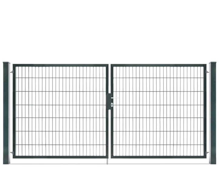 Deutsche Zauntechnik Doppelstabmattenzaun Doppeltor VARIO compact L/L - Gartentor / Metallzaun - anthrazit - 296 x 140 cm