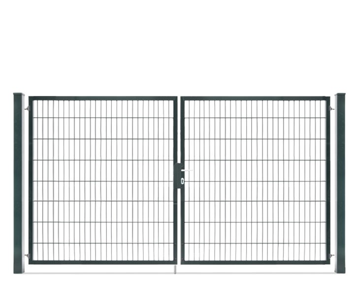 Deutsche Zauntechnik Doppelstabmattenzaun Doppeltor VARIO compact L/L - Gartentor / Metallzaun - anthrazit - 296 x 160 cm