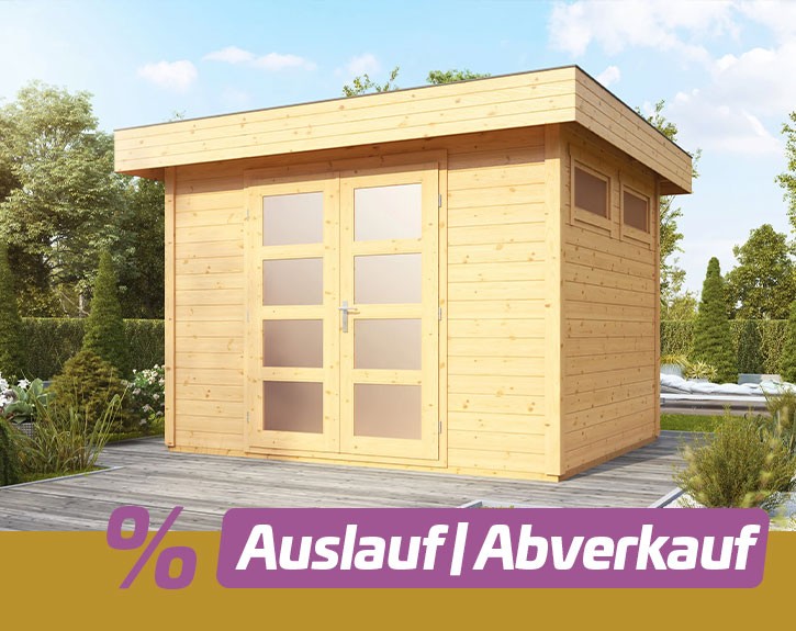 Finnhaus Wolff Holz Gartenhaus Viola 3025 28 - 28mm Elementhaus - Pultdach - natur