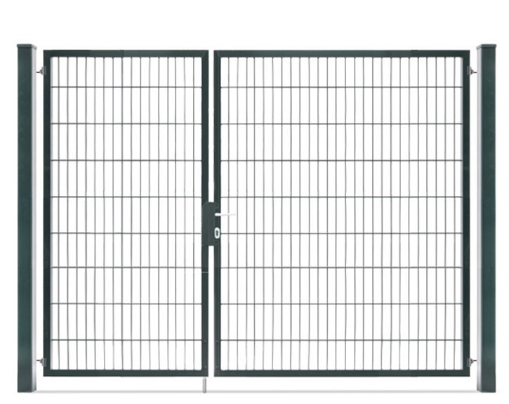 Deutsche Zauntechnik Doppelstabmattenzaun Doppeltor VARIO compact S/L - Gartentor / Metallzaun - anthrazit - 246 x 180 cm