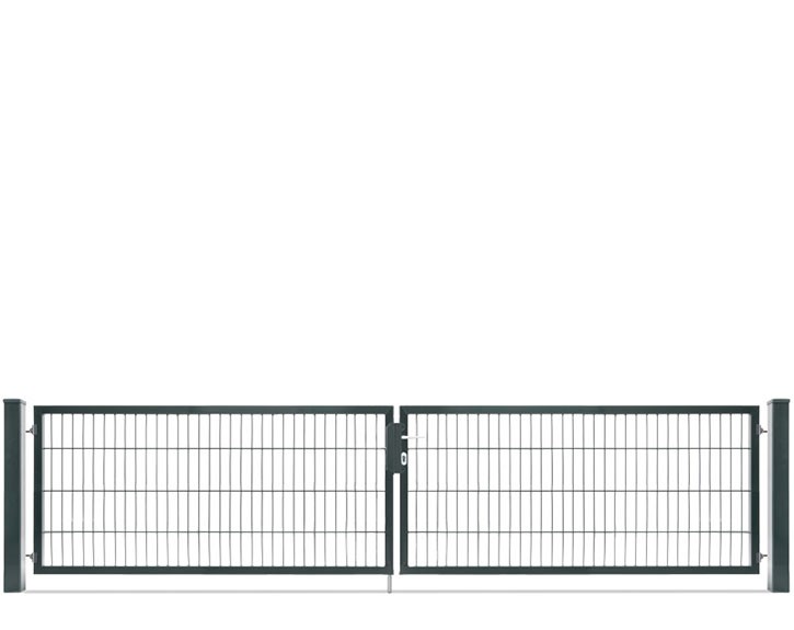 Deutsche Zauntechnik Doppelstabmattenzaun Doppeltor VARIO compact XL/XL - Gartentor / Metallzaun - anthrazit - 356 x 80 cm