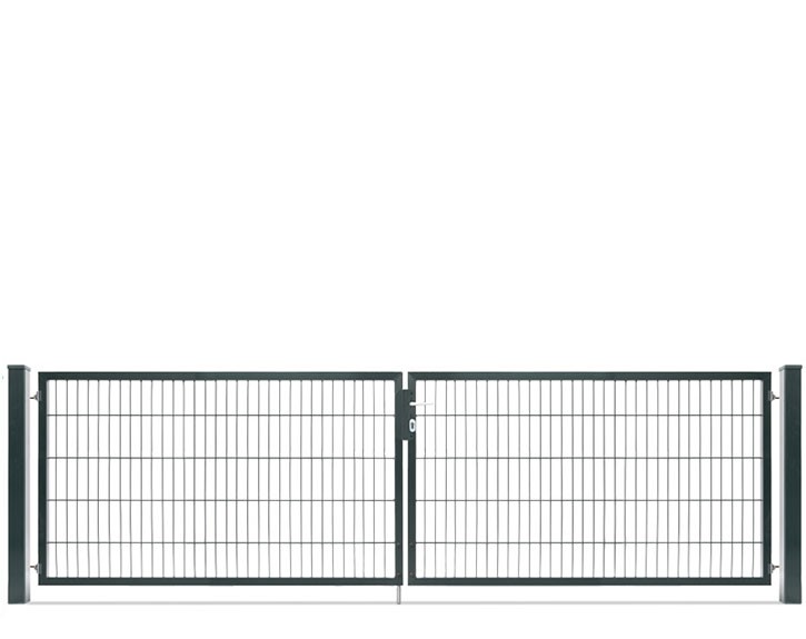 Deutsche Zauntechnik Doppelstabmattenzaun Doppeltor VARIO compact XL/XL - Gartentor / Metallzaun - anthrazit - 356 x 100 cm