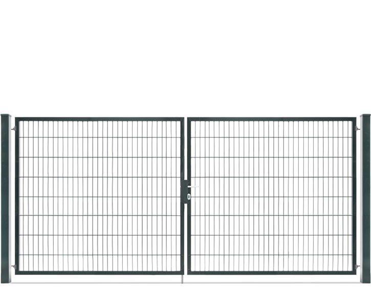 Deutsche Zauntechnik Doppelstabmattenzaun Doppeltor VARIO compact XL/XL - Gartentor / Metallzaun - anthrazit - 356 x 160 cm