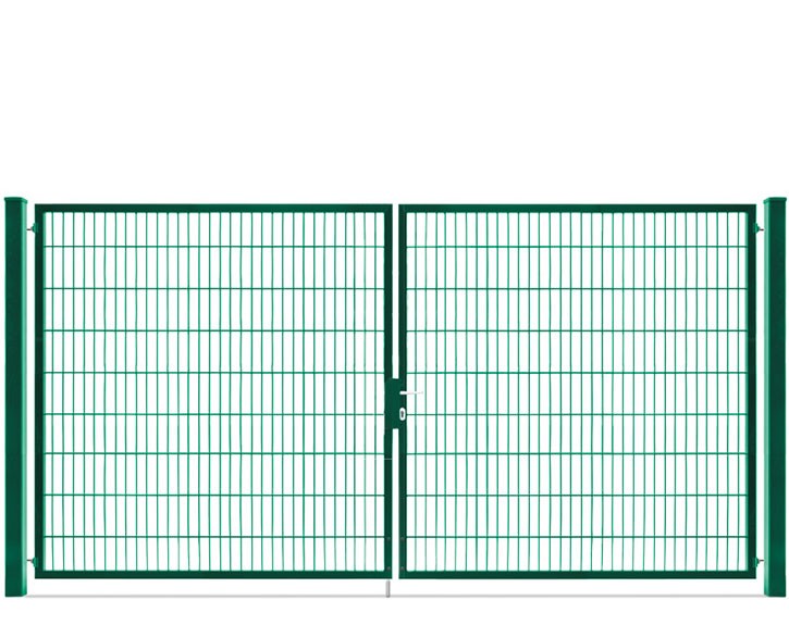 Deutsche Zauntechnik Doppelstabmattenzaun Doppeltor VARIO compact XL/XL - Gartentor / Metallzaun - moosgrün - 356 x 180 cm