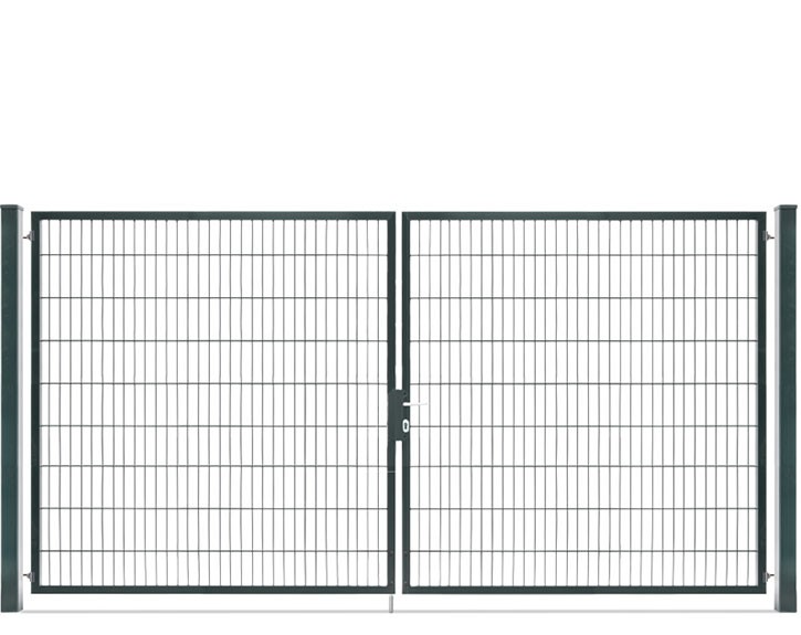 Deutsche Zauntechnik Doppelstabmattenzaun Doppeltor VARIO compact XL/XL - Gartentor / Metallzaun - anthrazit - 356 x 180 cm