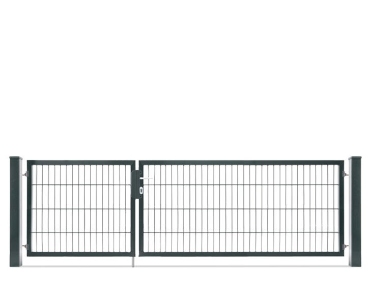 Deutsche Zauntechnik Doppelstabmattenzaun Doppeltor VARIO compact S/XL - Gartentor / Metallzaun - anthrazit - 276 x 80 cm