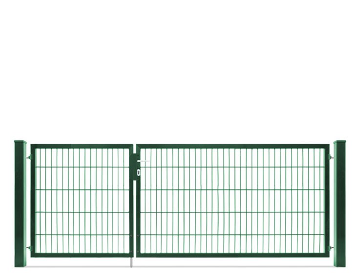 Deutsche Zauntechnik Doppelstabmattenzaun Doppeltor VARIO compact S/XL - Gartentor / Metallzaun - moosgrün - 276 x 100 cm