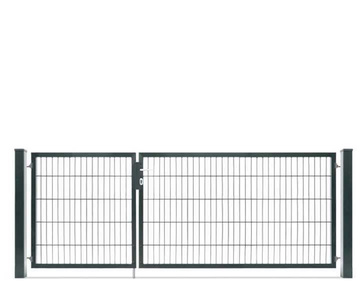 Deutsche Zauntechnik Doppelstabmattenzaun Doppeltor VARIO compact S/XL - Gartentor / Metallzaun - anthrazit - 276 x 100 cm