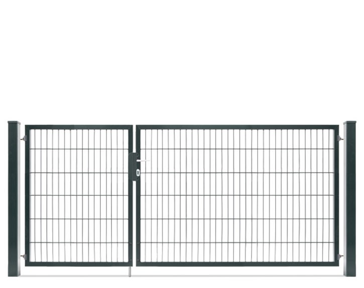 Deutsche Zauntechnik Doppelstabmattenzaun Doppeltor VARIO compact S/XL - Gartentor / Metallzaun - anthrazit - 276 x 120 cm