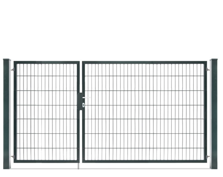 Deutsche Zauntechnik Doppelstabmattenzaun Doppeltor VARIO compact S/XL - Gartentor / Metallzaun - anthrazit - 276 x 140 cm