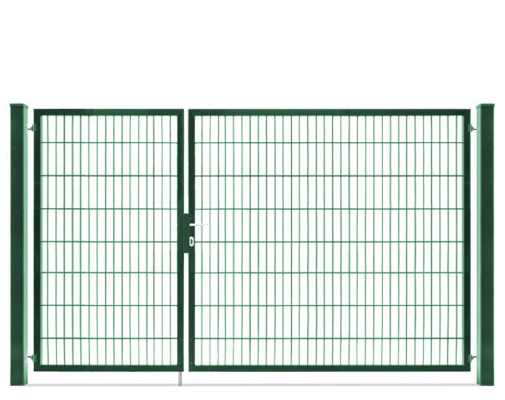 Deutsche Zauntechnik Doppelstabmattenzaun Doppeltor VARIO compact S/XL - Gartentor / Metallzaun - moosgrün - 276 x 160 cm