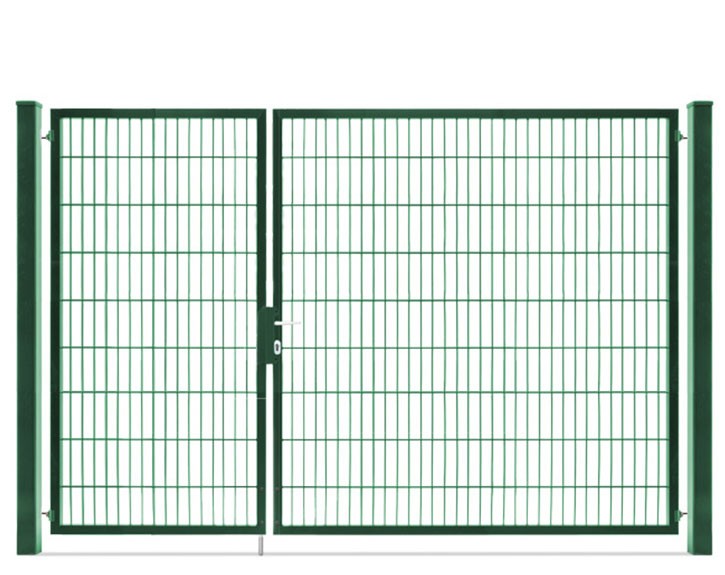 Deutsche Zauntechnik Doppelstabmattenzaun Doppeltor VARIO compact S/XL - Gartentor / Metallzaun - moosgrün - 276 x 180 cm