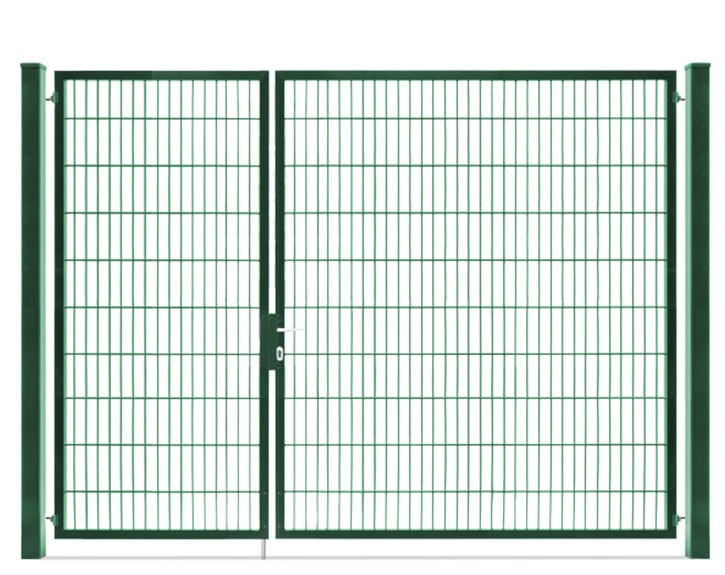 Deutsche Zauntechnik Doppelstabmattenzaun Doppeltor VARIO compact S/XL - Gartentor / Metallzaun - moosgrün - 276 x 200 cm