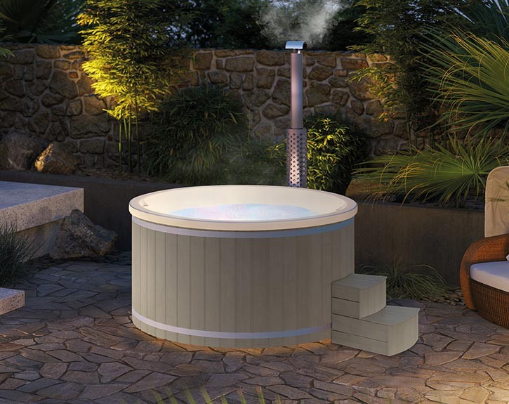 Finnhaus Wolff Hot Tub Barend 2020 + LED-Beleuchtung - Silbergrau/Cremeweiß