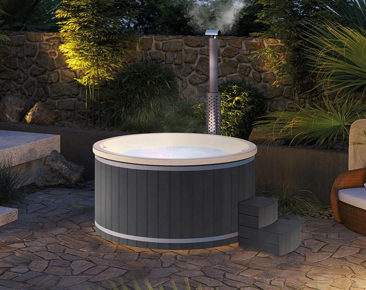 Finnhaus Wolff Hot Tub Barend 2020 + LED-Beleuchtung - Anthrazit/Cremeweiß