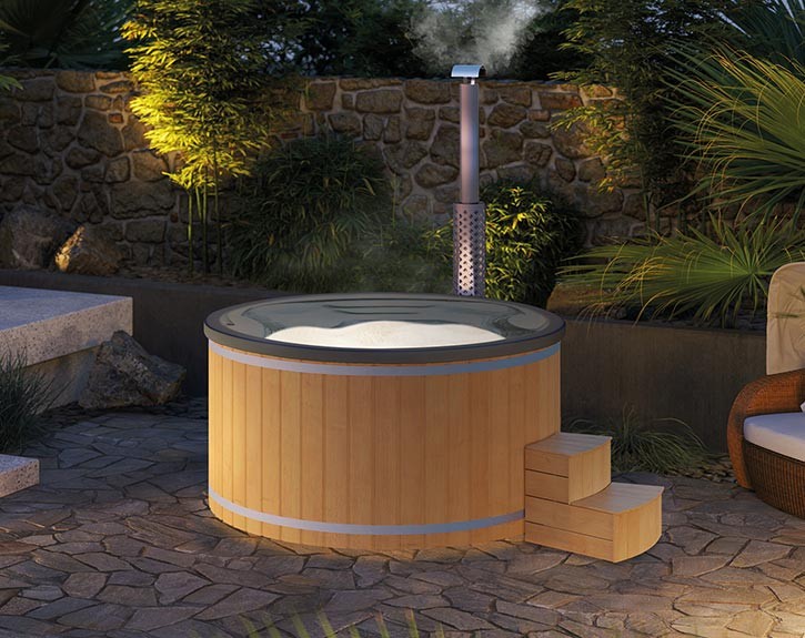 Finnhaus Wolff Hot Tub Barend 2020 + LED-Beleuchtung - Pinie/Grau