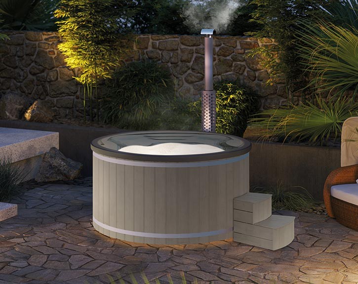 Finnhaus Wolff Hot Tub Barend 2020 + LED-Beleuchtung - Silbergrau/Grau