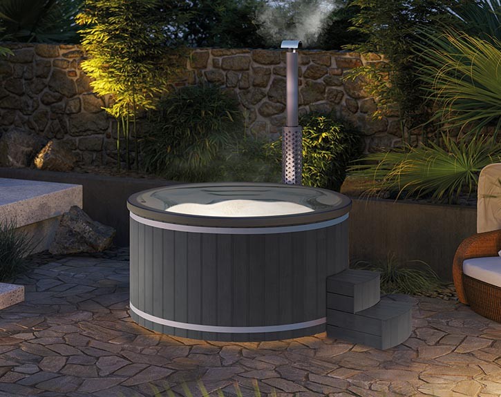 Finnhaus Wolff Hot Tub Barend 2020 + LED-Beleuchtung - Anthrazit/Grau