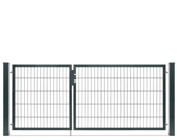 Deutsche Zauntechnik Doppelstabmattenzaun Doppeltor VARIO compact S/M - Gartentor / Metallzaun - anthrazit - 226 x 100 cm