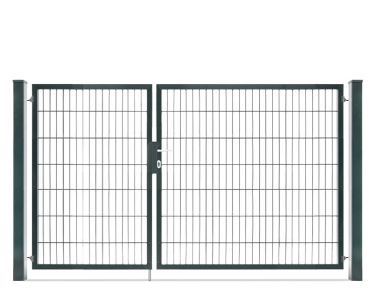 Deutsche Zauntechnik Doppelstabmattenzaun Doppeltor VARIO compact S/M - Gartentor / Metallzaun - anthrazit - 226 x 140 cm