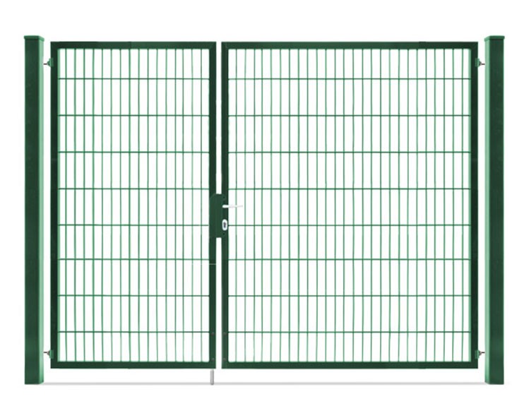 Deutsche Zauntechnik Doppelstabmattenzaun Doppeltor VARIO compact S/M - Gartentor / Metallzaun - moosgrün - 226 x 180 cm