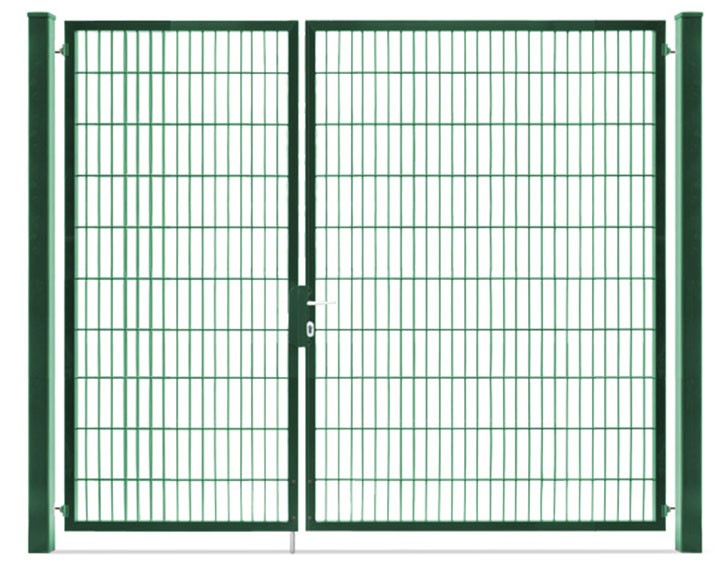 Deutsche Zauntechnik Doppelstabmattenzaun Doppeltor VARIO compact S/M - Gartentor / Metallzaun - moosgrün - 226 x 200 cm