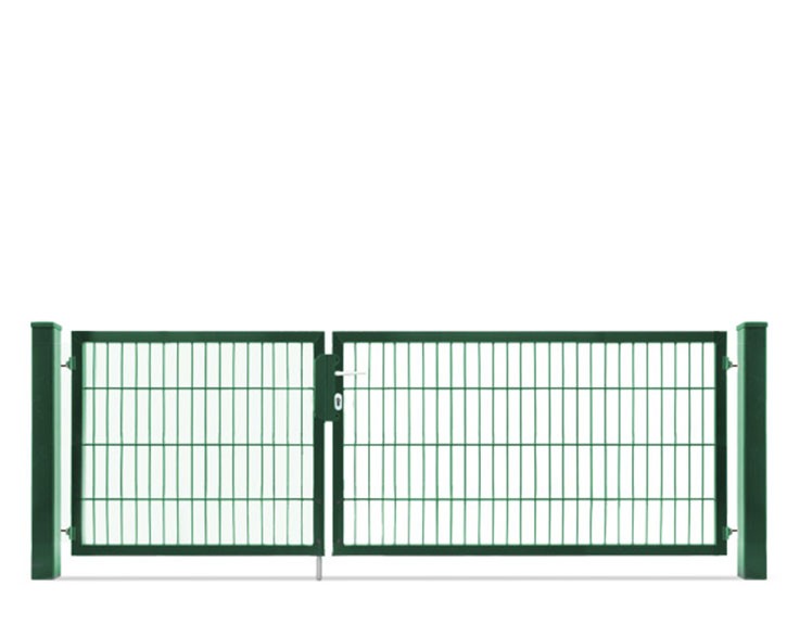 Deutsche Zauntechnik Doppelstabmattenzaun Doppeltor VARIO compact M/L - Gartentor / Metallzaun - moosgrün - 276 x 80 cm