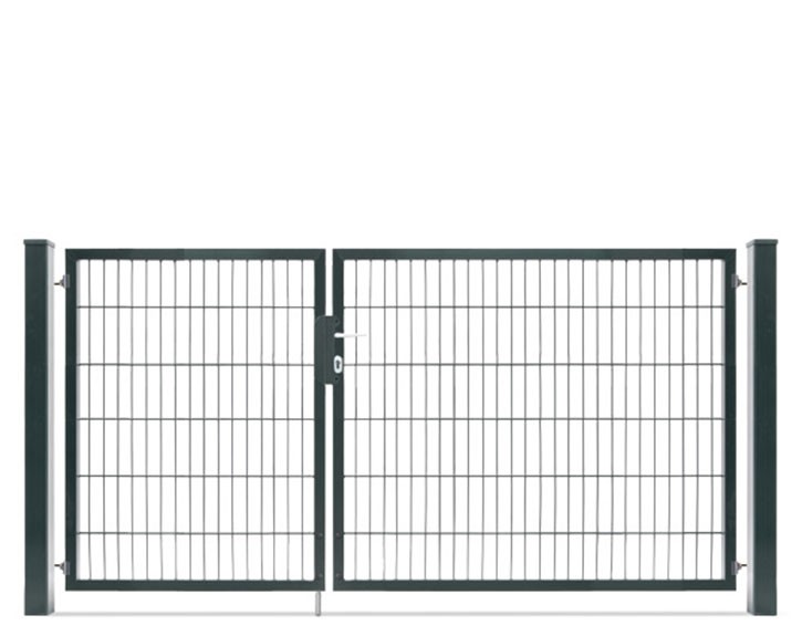 Deutsche Zauntechnik Doppelstabmattenzaun Doppeltor VARIO compact M/L - Gartentor / Metallzaun - anthrazit - 276 x 120 cm