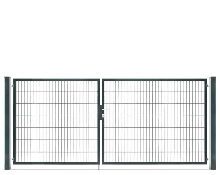 Deutsche Zauntechnik Doppelstabmattenzaun Doppeltor VARIO compact L/XL - Gartentor / Metallzaun - anthrazit - 326 x 140 cm