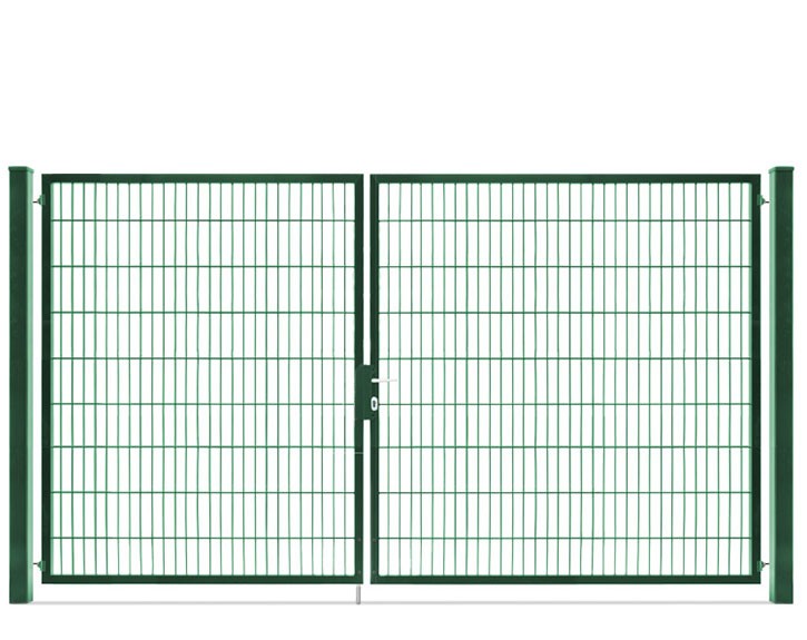 Deutsche Zauntechnik Doppelstabmattenzaun Doppeltor VARIO compact L/XL - Gartentor / Metallzaun - moosgrün - 326 x 180 cm