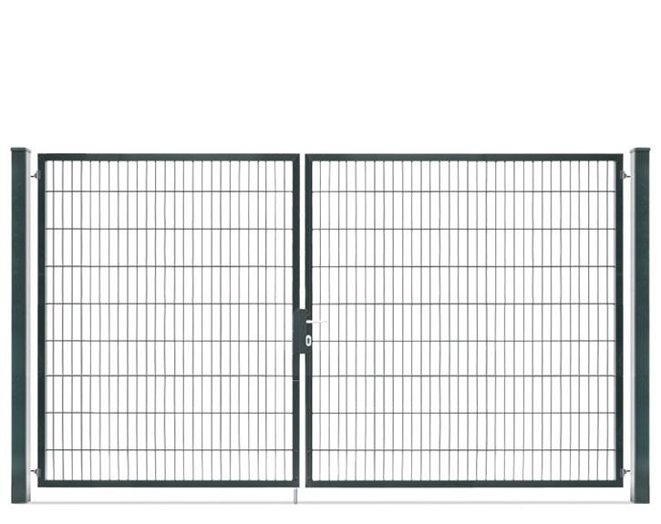 Deutsche Zauntechnik Doppelstabmattenzaun Doppeltor VARIO compact L/XL - Gartentor / Metallzaun - anthrazit - 326 x 180 cm