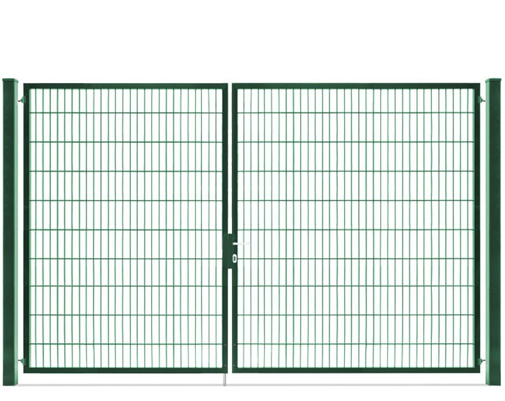 Deutsche Zauntechnik Doppelstabmattenzaun Doppeltor VARIO compact L/XL - Gartentor / Metallzaun - moosgrün - 326 x 200 cm