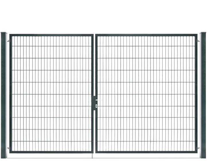 Deutsche Zauntechnik Doppelstabmattenzaun Doppeltor VARIO compact L/XL - Gartentor / Metallzaun - anthrazit - 326 x 200 cm