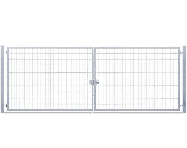 Deutsche Zauntechnik Doppelstabmattenzaun Doppeltor VARIO trend - Gartentor / Metallzaun - silber - 599 x 200 cm