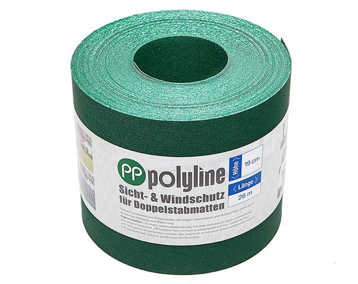 Deutsche Zauntechnik Wind- & Sichtschutzstreifen |PP| polyline - moosgrün - 26m Rolle