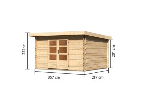 KARIBU FREUNDE-DEAL Holz-Gartenhaus Malta Premium 4 - 28mm Blockbohlenbau - natur - inkl. Boden