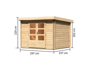 KARIBU FREUNDE-DEAL Holz-Gartenhaus Malta Premium 2 - 28mm Blockbohlenbau - natur - inkl. Boden