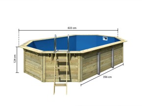 SPARSET: Karibu Holzpool Achteck Malta 3 - kesseldruckimprägniert - inkl. Filteranlage, Reinigungsset & Winterabdeckplane