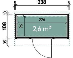 Finnhaus Wolff Metall-Gartenhaus Frey 2411 - Elementhaus - Geräteschuppen - Pultdach - grau