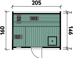 Finnhaus Wolff Fasssauna Selma 2116 + schwarze Dachschindeln - 42mm Gartensauna - montiert - Walnuss