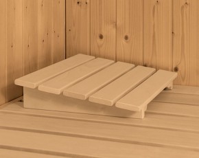 Karibu Innensauna Larin + 9kW Saunaofen + externe Steuerung - 68mm Elementsauna - Ganzglastür graphit - Ecksauna